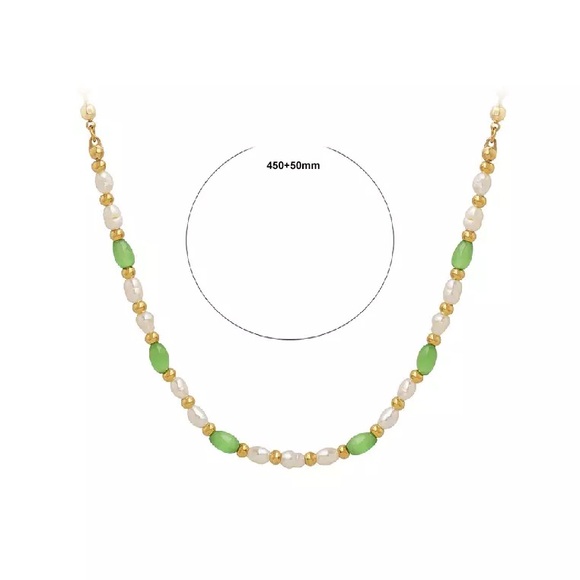 18K Gold Plated Handmade Beaded Necklace*Gemstone Necklace*Pearl Necklace - Picture 4 of 4